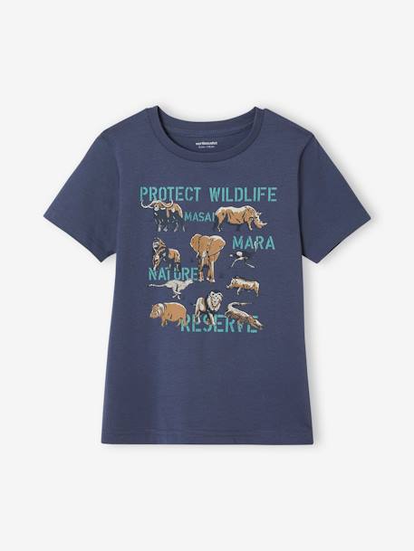 Boys Violet Animal Printed T-Shirt