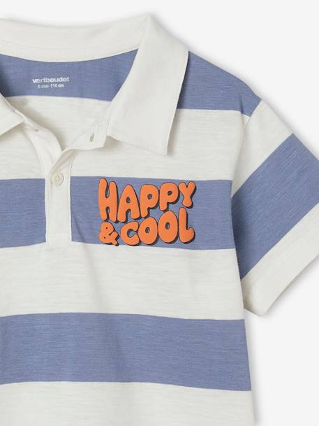 Short Sleeve Polo Shirt with Wide Stripes, for Boys striped blue 