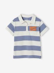 -Short Sleeve Polo Shirt with Wide Stripes, for Boys