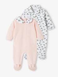 Pack of 2 Sleepsuits In Velour, for Babies