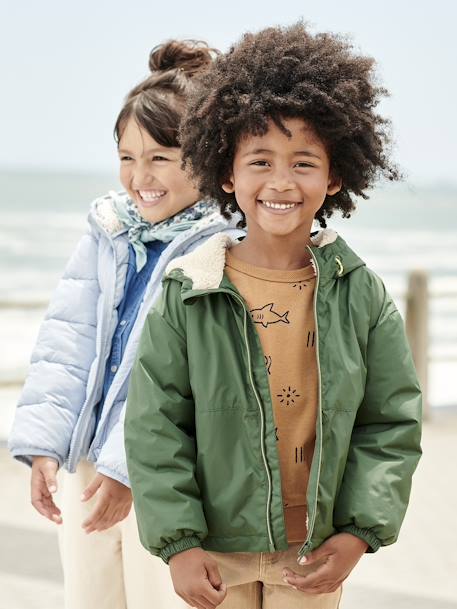 Windcheater with Sherpa-Lined Hood for Boys khaki 