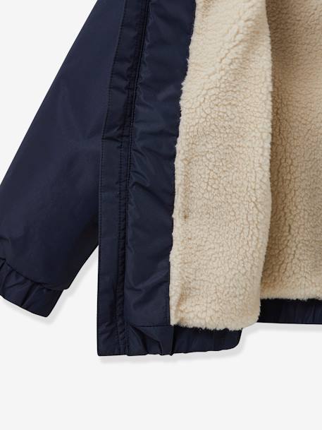 Windcheater Jacket Lined in Sherpa, by CYRILLUS navy blue 