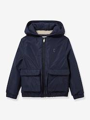 Boys-Windcheater Jacket Lined in Sherpa, by CYRILLUS