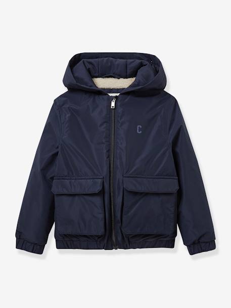Windcheater Jacket Lined in Sherpa, by CYRILLUS navy blue 