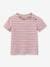 Striped T-Shirt in Organic Cotton with Liberty Fabric for Girls, by CYRILLUS raspberry pink 