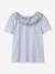 T-Shirt in Organic Cotton, Collar in Liberty Fabric for Girls, by CYRILLUS grey blue 
