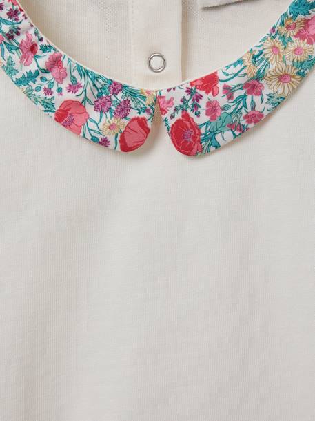 Organic Cotton T-Shirt with Collar in Liberty Fabric, for Girls, by CYRILLUS ecru 