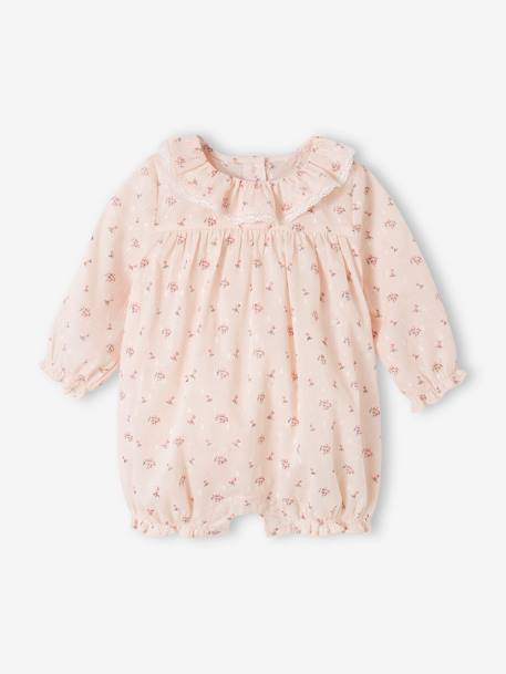 Floral Long Sleeve Romper for Newborn Babies pale pink 
