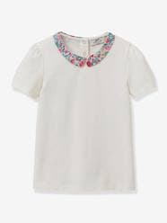 -Organic Cotton T-Shirt with Collar in Liberty Fabric, for Girls, by CYRILLUS