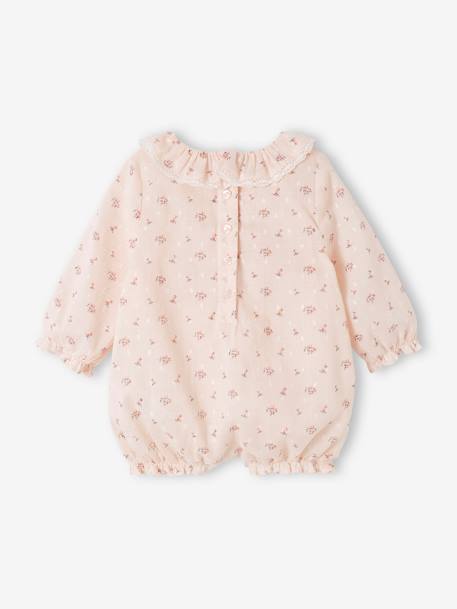 Floral Long Sleeve Romper for Newborn Babies pale pink 