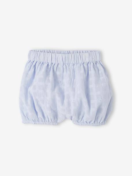 Set of 2 Embroidered Bloomer Shorts for Newborn Babies sky blue 
