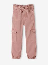-Cargo Trousers for Girls in Loose-Fitting Fabric
