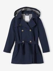 Girls-Trench Coat with Removable Hood for Girls
