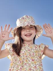 Girls-Blouses, Shirts & Tunics-Blouse with Flower Motifs & Short Ruffled Sleeves for Girls