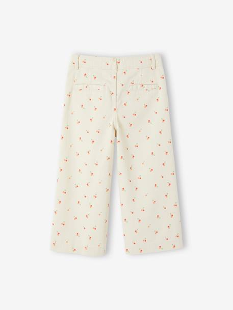Wide Cropped Trousers for Girls ecru+rose 