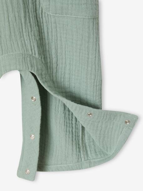 Cotton Gauze Jumpsuit for Babies sage green+terracotta 
