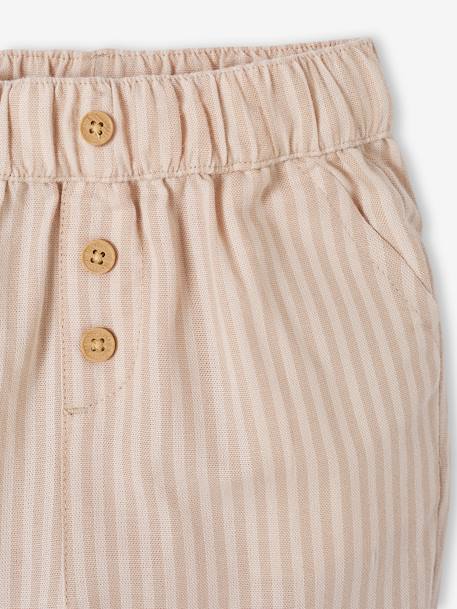 Striped Trousers with Elasticated Waistband, for Babies sandy beige 