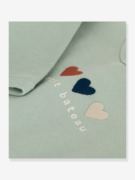 Hearts Sweatshirt for Girls, by PETIT BATEAU almond green 