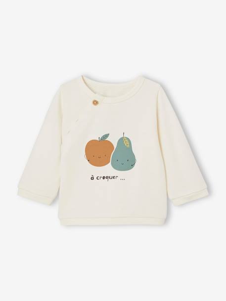 Fruit Sweatshirt Open on the Front for Newborn ecru 