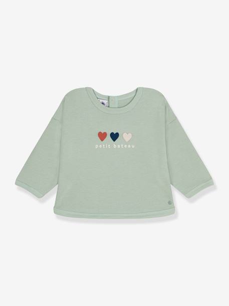 Hearts Sweatshirt for Girls, by PETIT BATEAU almond green 