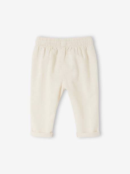 Lightweight Trousers in Linen & Cotton, for Babies pearly grey+sage green 