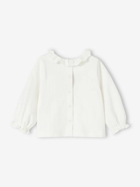 Top with Collar in Broderie Anglaise for Newborn Babies ecru 