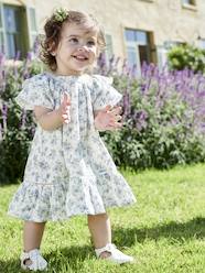 Baby-Floral Occasion Wear Dress in Cotton Gauze, for Babies