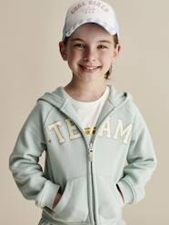Girls-Cardigans, Jumpers & Sweatshirts-Hooded Jacket with "Team" Sport Motif for Girls