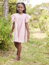 -Cotton Gauze Dress with Floral Print, for Girls