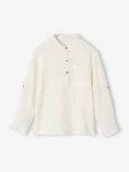 Boys-Shirts-Cotton Gauze Shirt, Roll-Up Sleeves, for Boys