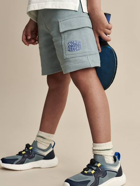 Cargo-Style Sports Shorts for Boys aqua green+navy blue 