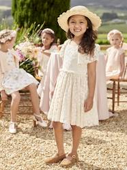 Occasion Wear Dress in Tulle with Embroidered Flowers for Girls