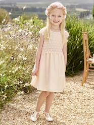 Girls-Dresses-2-in-1 Special Occasion Dress, Macramé Top Layer, for Girls