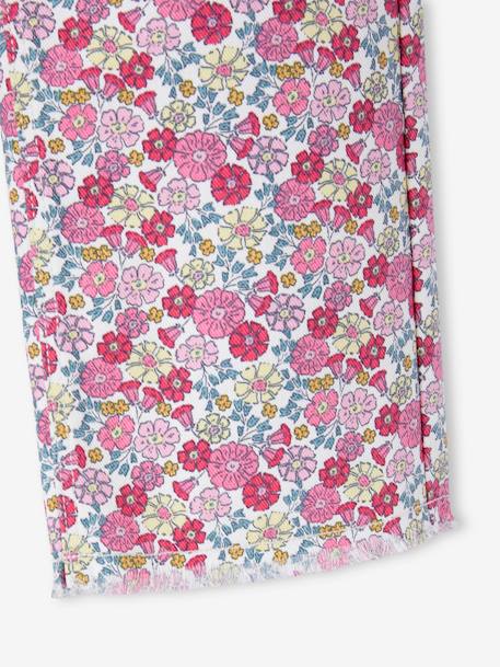 Wide Floral Trousers for Girls rose 