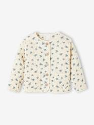 Girls-Coats & Jackets-Jackets-Floral Padded Jacket in Cotton Gauze, for Girls