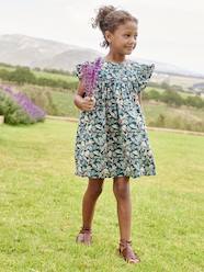Girls-Ruffled, Short Sleeve Dress with Prints, for Girls