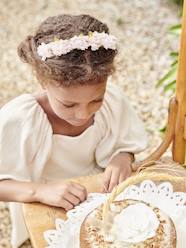 Girls-Nude & Golden Floral Crown Wreath for Girls