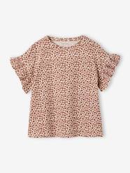 -Rib Knit T-Shirt, Floral Print, for Girls