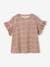 Rib Knit T-Shirt, Floral Print, for Girls beige+printed white 