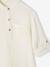 Cotton Gauze Shirt, Roll-Up Sleeves, for Boys aqua green+BLUE MEDIUM SOLID+ecru+green+petrol blue 