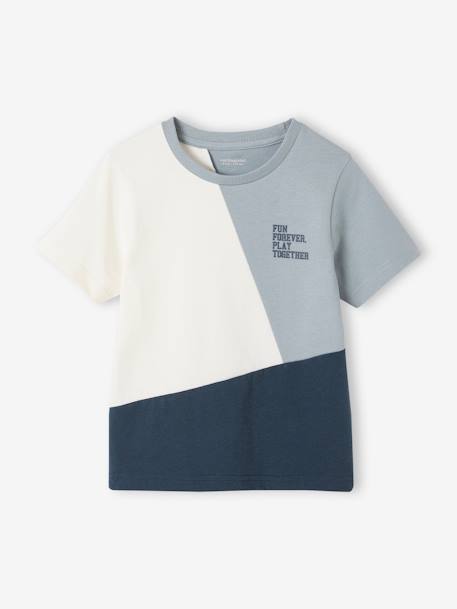 Colourblock Sports T-Shirt for Boys aqua green+marl grey 