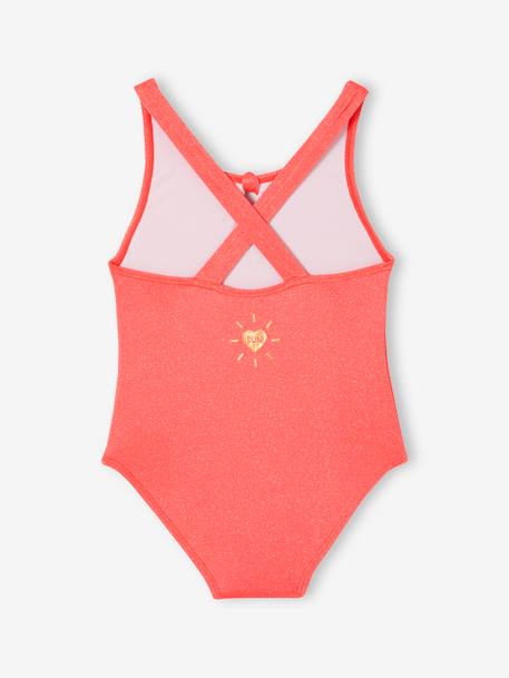 Glittery Swimsuit for Girls coral 