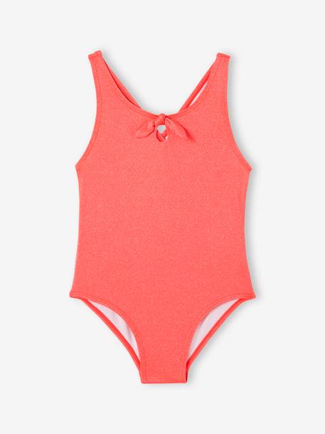 Glittery Swimsuit for Girls coral 