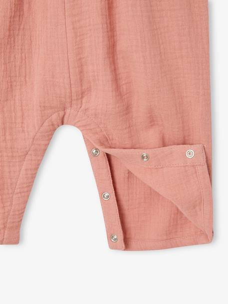 Cotton Gauze Jumpsuit, Wide-Leg Cut, for Babies dusky pink 