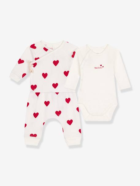 3-Piece Combo with Hearts Print by PETIT BATEAU white 
