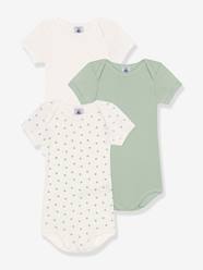 Baby-Bodysuits & Sleepsuits-Pack of 3 Short Sleeve Bodysuits, by PETIT BATEAU