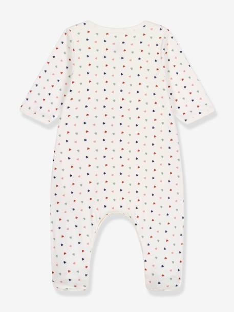 Bodyjama for Babies, with Hearts, by PETIT BATEAU printed white 