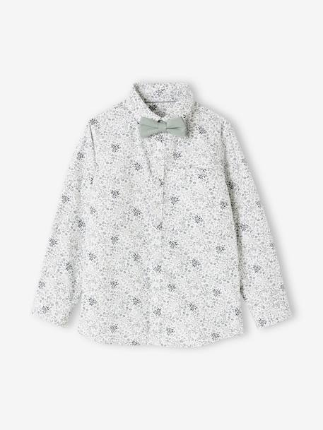 Floral Shirt & Bow Tie, for Boys printed green 