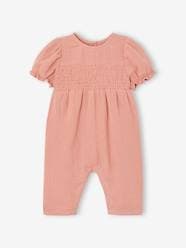 -Cotton Gauze Jumpsuit, Wide-Leg Cut, for Babies