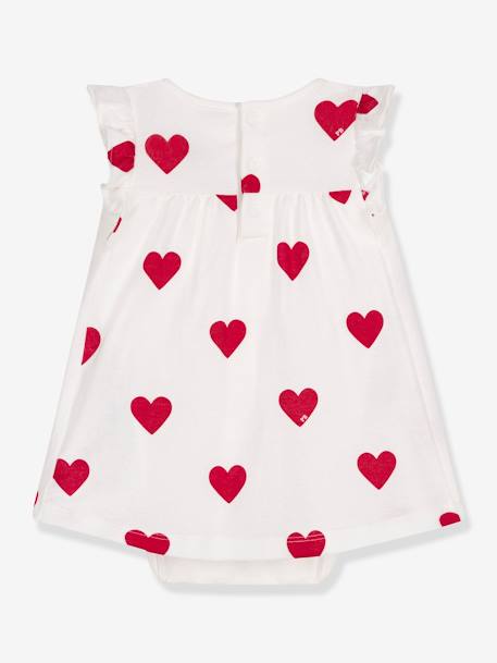 Bodysuit Dress with Heart Print by PETIT BATEAU white 